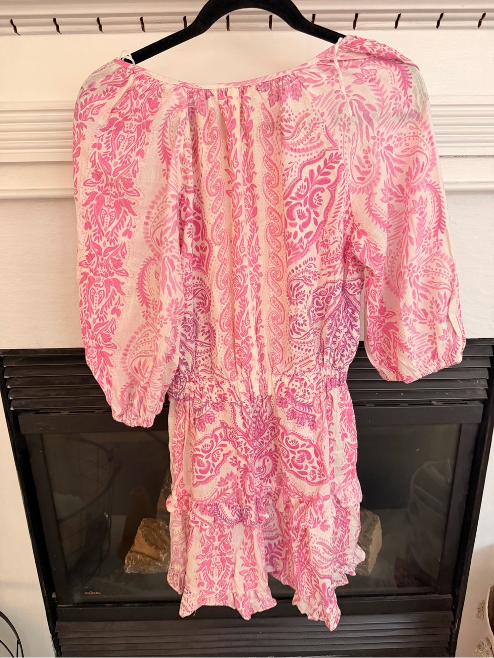 Zara Pink Paisley Tiered V-Neck Mini Dress - Picture 6 of 8